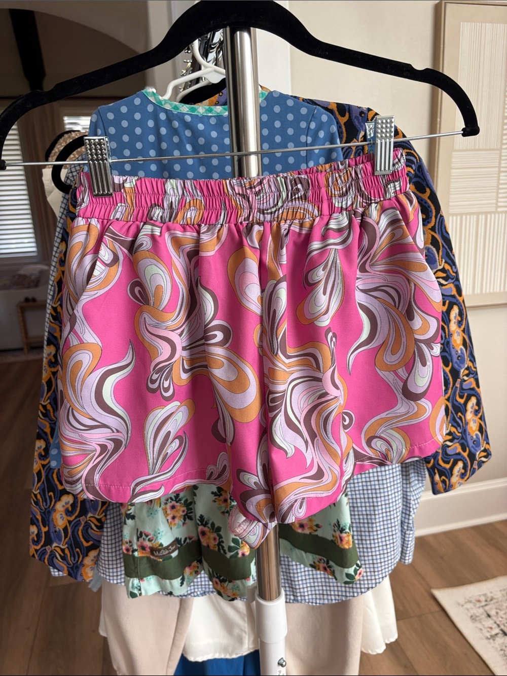 PrettyLittleThing Pink Swirl Print Athletic Shorts